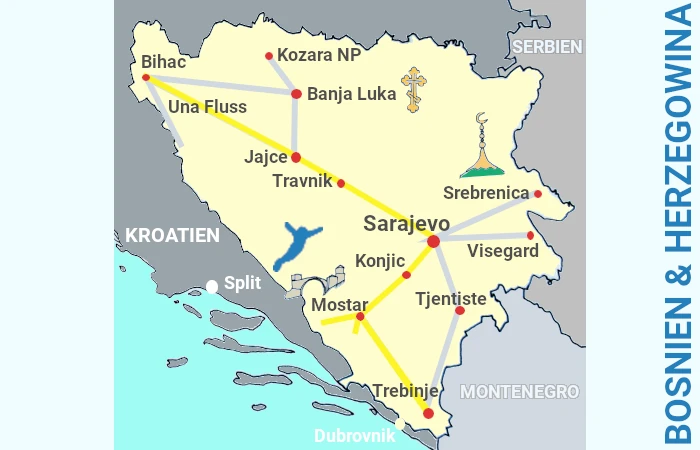 bosnien und herzegowina karte reiseroute